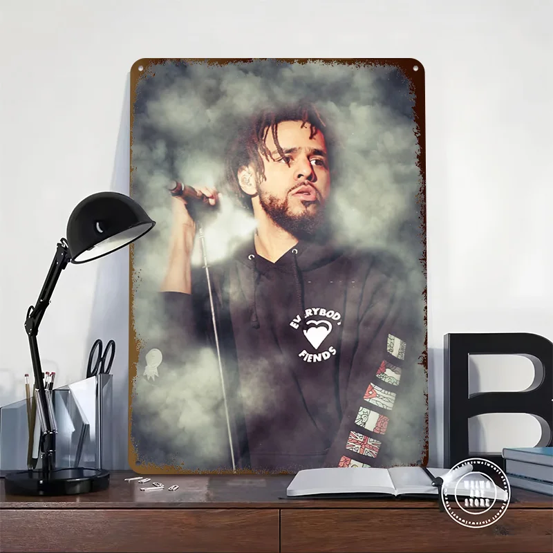 J COLE 3D Texture Metal Poster Customized Wall Art Tin Sign Gift for Mancave Gaming Room Decoration Man Cave Garage Decorations