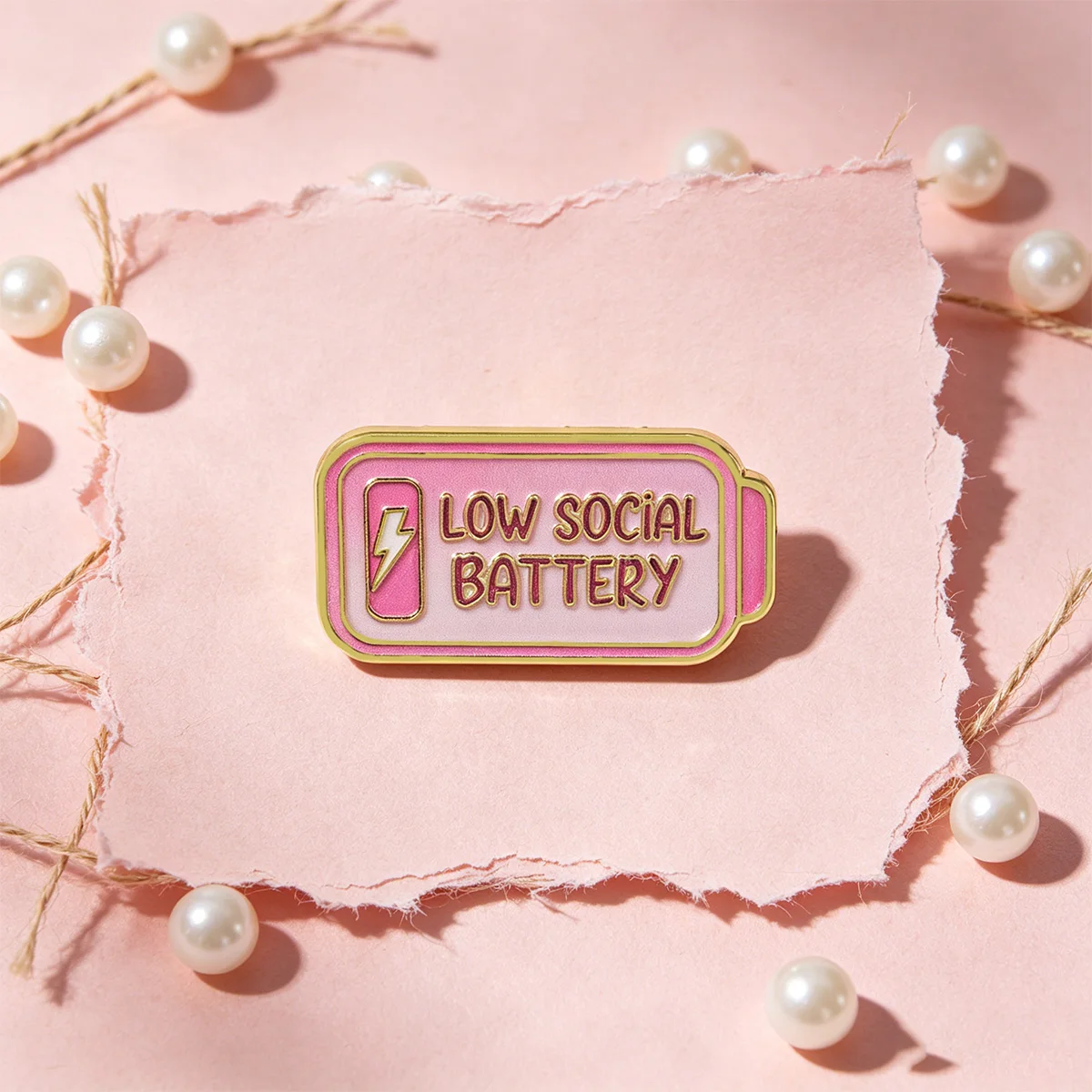 Social Quotes Enamel Pin LOW SOCIAL BATTERY Brooch Lapel Pins Badge on Backpack Clothing Accessories Fashion Jewelry Gifts - view 4