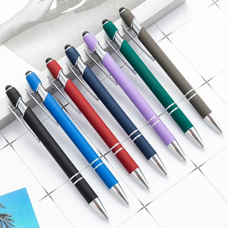1 Pieces Multicolor High Quality Press Pen Cute Metal Ballpoint Pens Capacitive Touch Stationery School Office Supply
