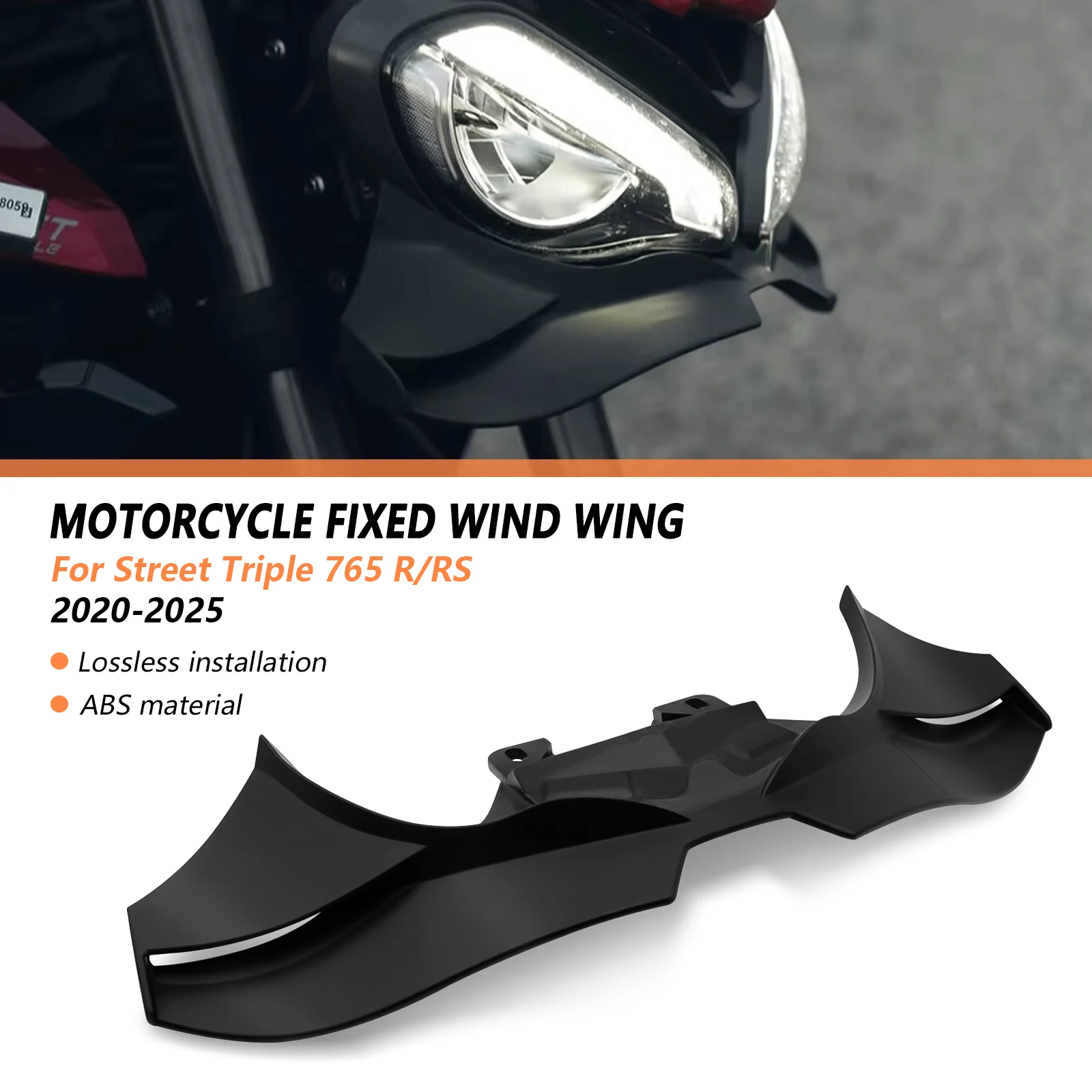 

For Motorcycle Front Spoiler Kit Downforce Frontal Spoilers Winglet Aerodynamic Wing Street Triple 765RS 765 R RS 2024 2020-2025