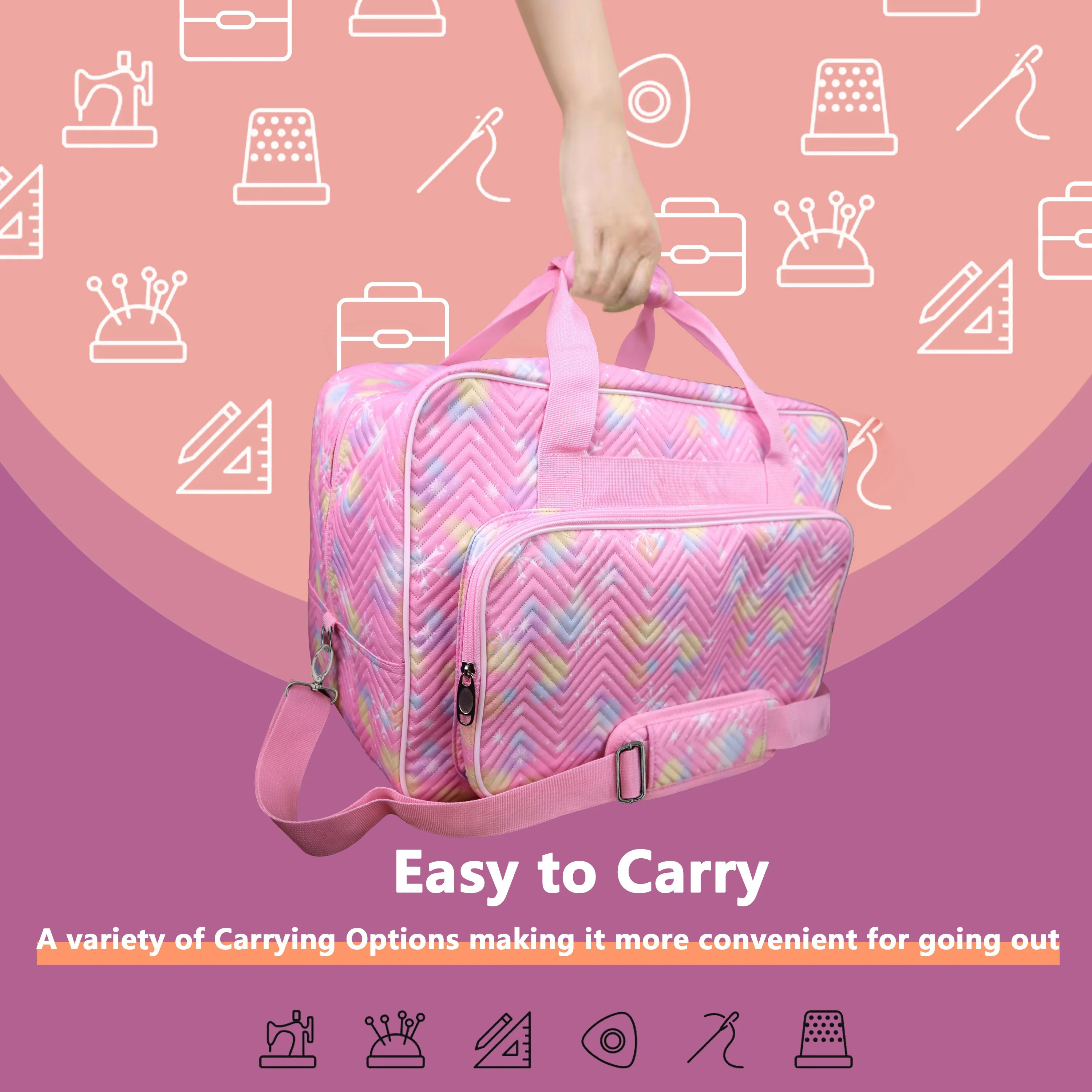 Sewing Machine Carrying Case, Overlocker Storage Bag With Shoulder Strap Universal Tote Travel Bag  For Girls