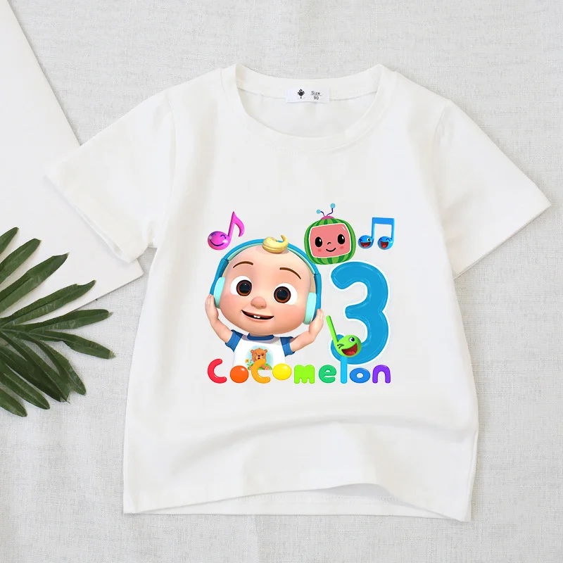 

Cocomelons Birthday Party T-shirt Boys Number 1-10 Tee for Kids Cute Cartoon Tops Cotton T-shirts Summer Short Sleeve Clothes