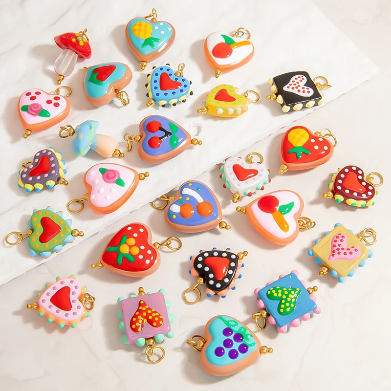

10pcs/lot Mixed Glass Oil Drip Love Mushroom Loose Beads For Charm Making DIY Bracelets Necklace Accessories