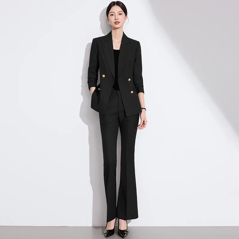 ZJYT élégant affaires Chic bureau Blazer pantalon ensemble pour femme 2 pièces correspondant ensembles automne 2025 banlieue veste pantalon costume