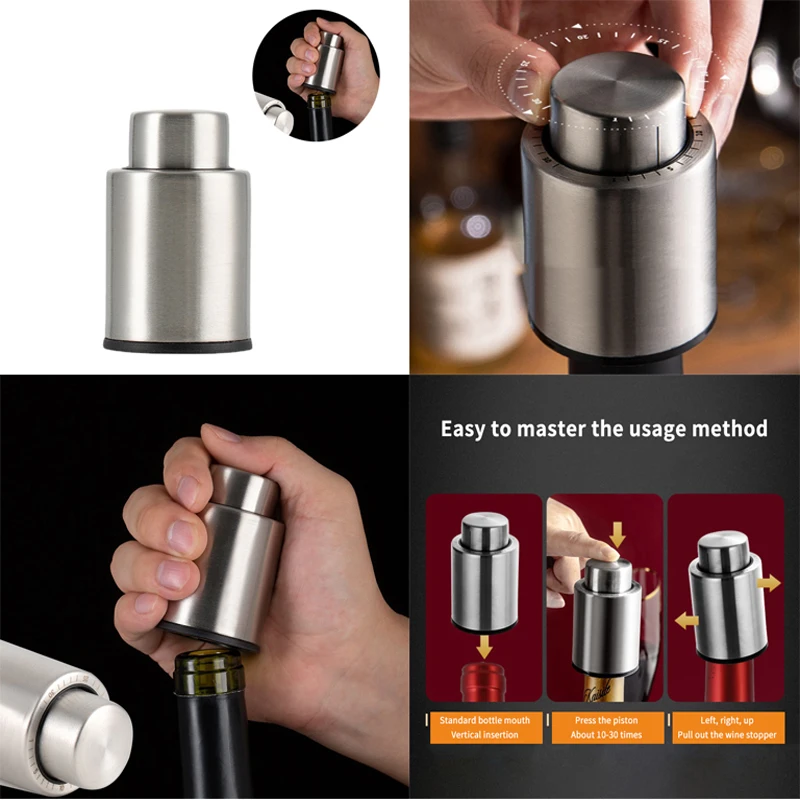 

Portable Wine Bottle Vacuum Stoppers: Reusable Wine Bottle Vacuum Stoppers, Leak Proof Press Type Corks