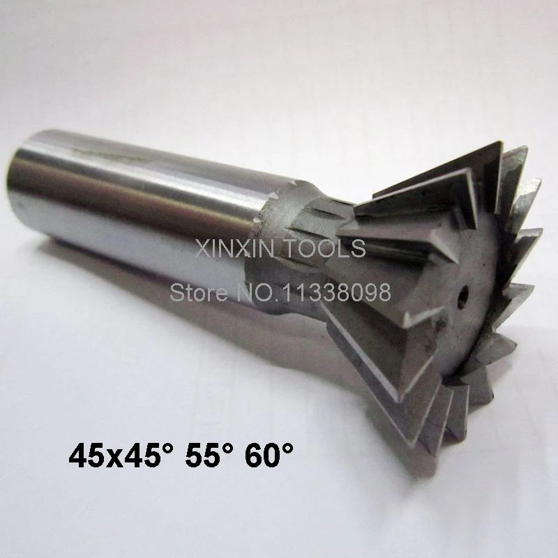 

2PCS 45*45/45*55/45*60 degrees high speed steel straight shank dovetail milling cutter, HSS straight shank milling cutter