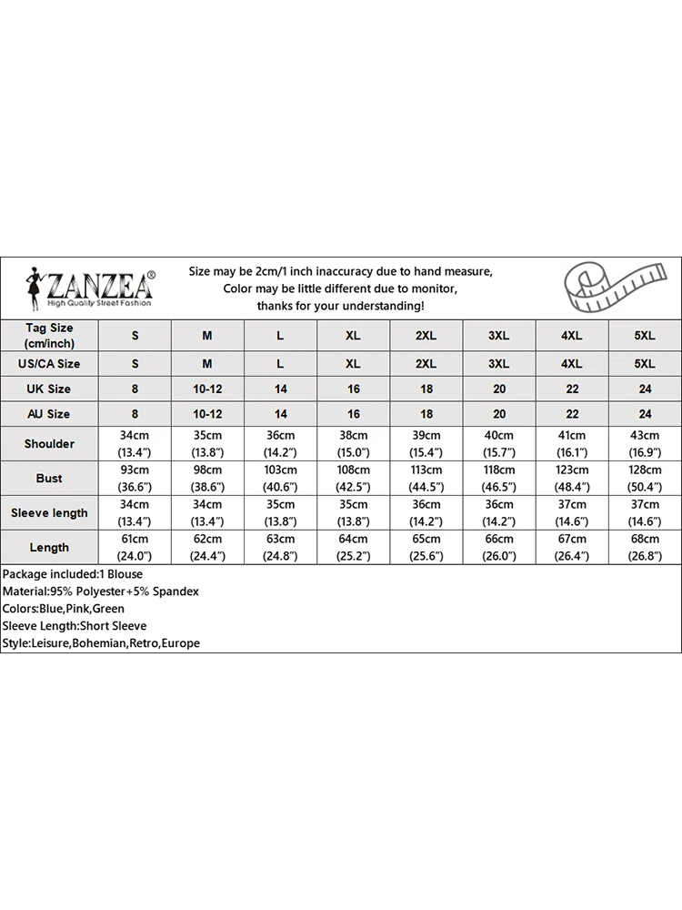 เสื้อผู้หญิงลายจุดสุดหรู ฤดูร้อน 2025 สไตล์ลำลอง คอกลม แขนครึ่งกลีบดอกไม้ จับจีบกลับด้าน เสื้อท็อป ZANZEA เสื้อผ้าผู้หญิง ไซส์ 3XL
