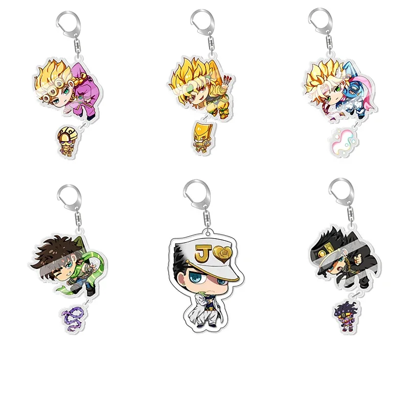 JoJo's Bizarre Adventure Anime Keychain Cute Cartoon Plastic Bag Tag & Baji Accessories Keyring