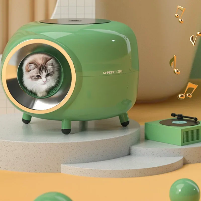 

MiFuny Round Large Cat Litter Box Anti-splash Fully-enclosed Cats Toilet Record Player Deodorant Bedpans Appearance Cats Sandbox