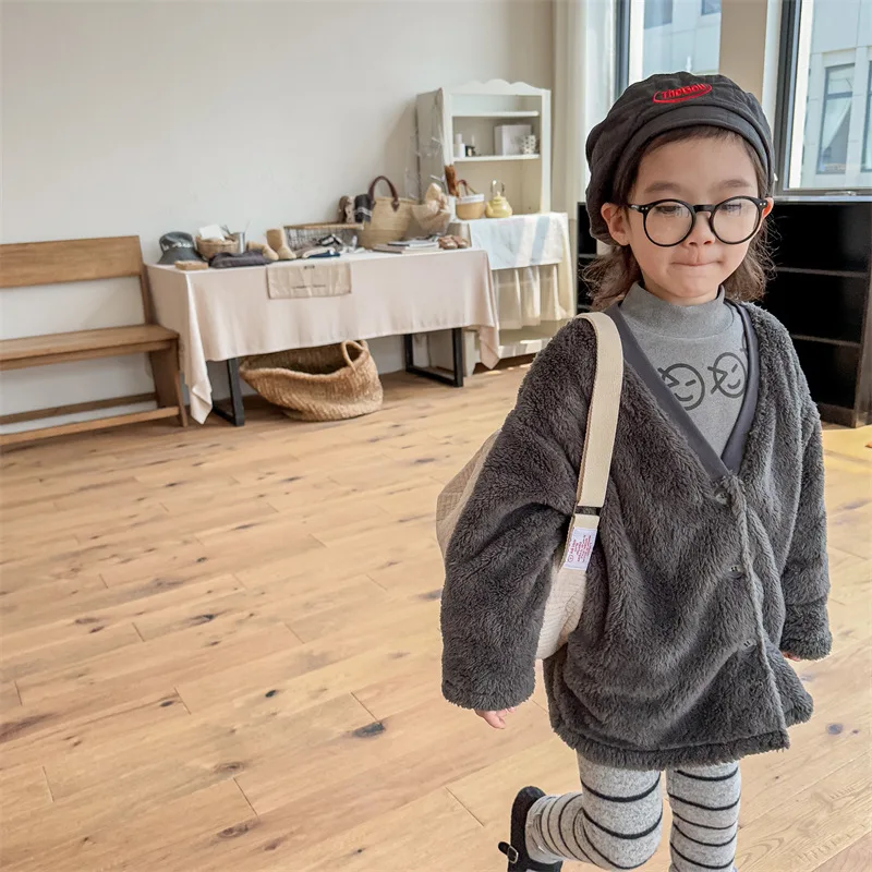 

Korean Cute Baby Boys Girls Jacket Plush Coat Autumn Winter Kids Warm Outerwear 2025 Children Long Sleeve Clothing 1 To 7 Years