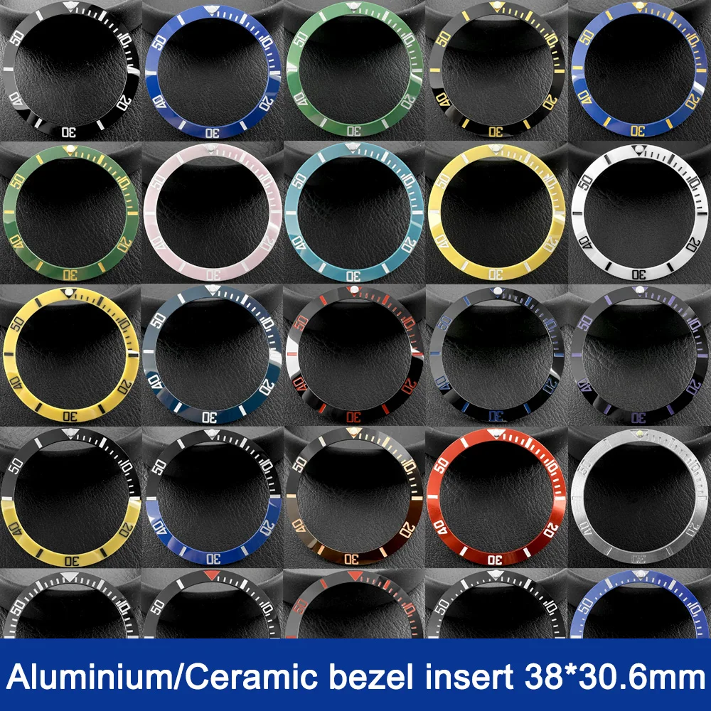 Schräge SUB 38mm*30.6mm Keramik-Aluminium-Uhrenlünette als Ersatzteil passend für 40mm Uhrengehäuse – Modifizierte Armbanduhr-Mod-Teile