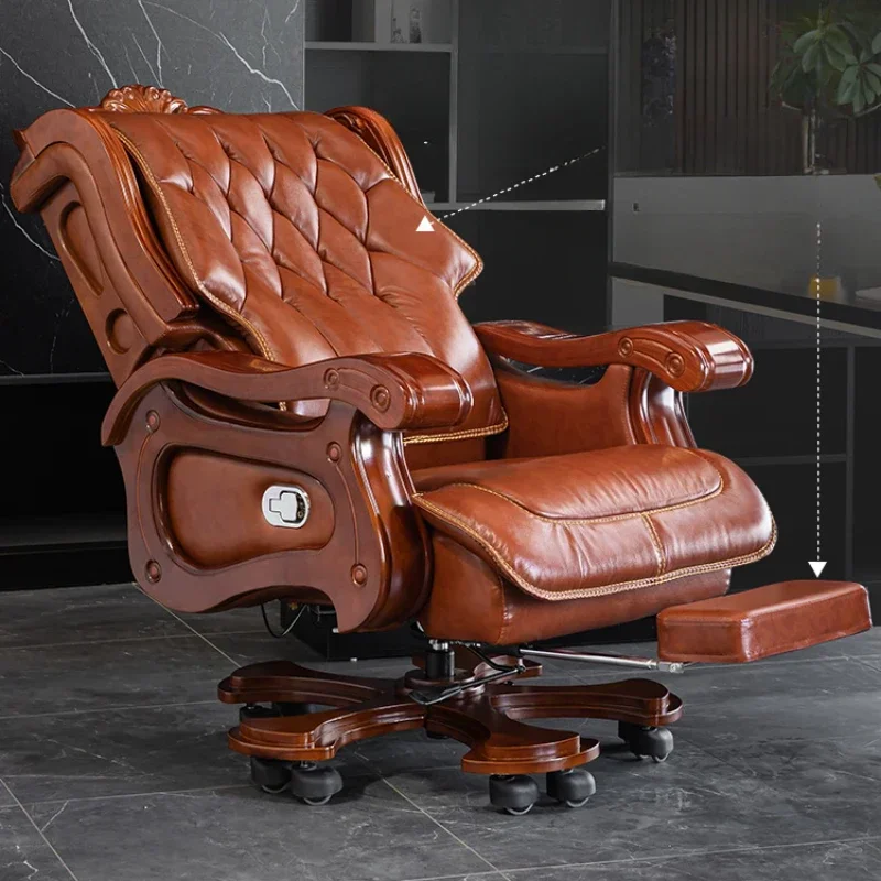 Dermis Boss Luxury Office Chairs Commerce Solid Wood Massage Swivel Office Chairs Household Chaises De Bureau Furniture