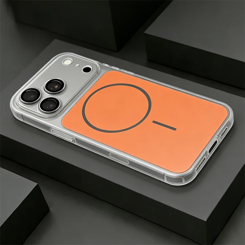 Funda Magnética Ultrafina Mate para Magsafe para iPhone 17 Air 15 14 13 16 Pro Max, Protector de Lente con Ventana Grande Transparente, Cubierta Rígida de PC