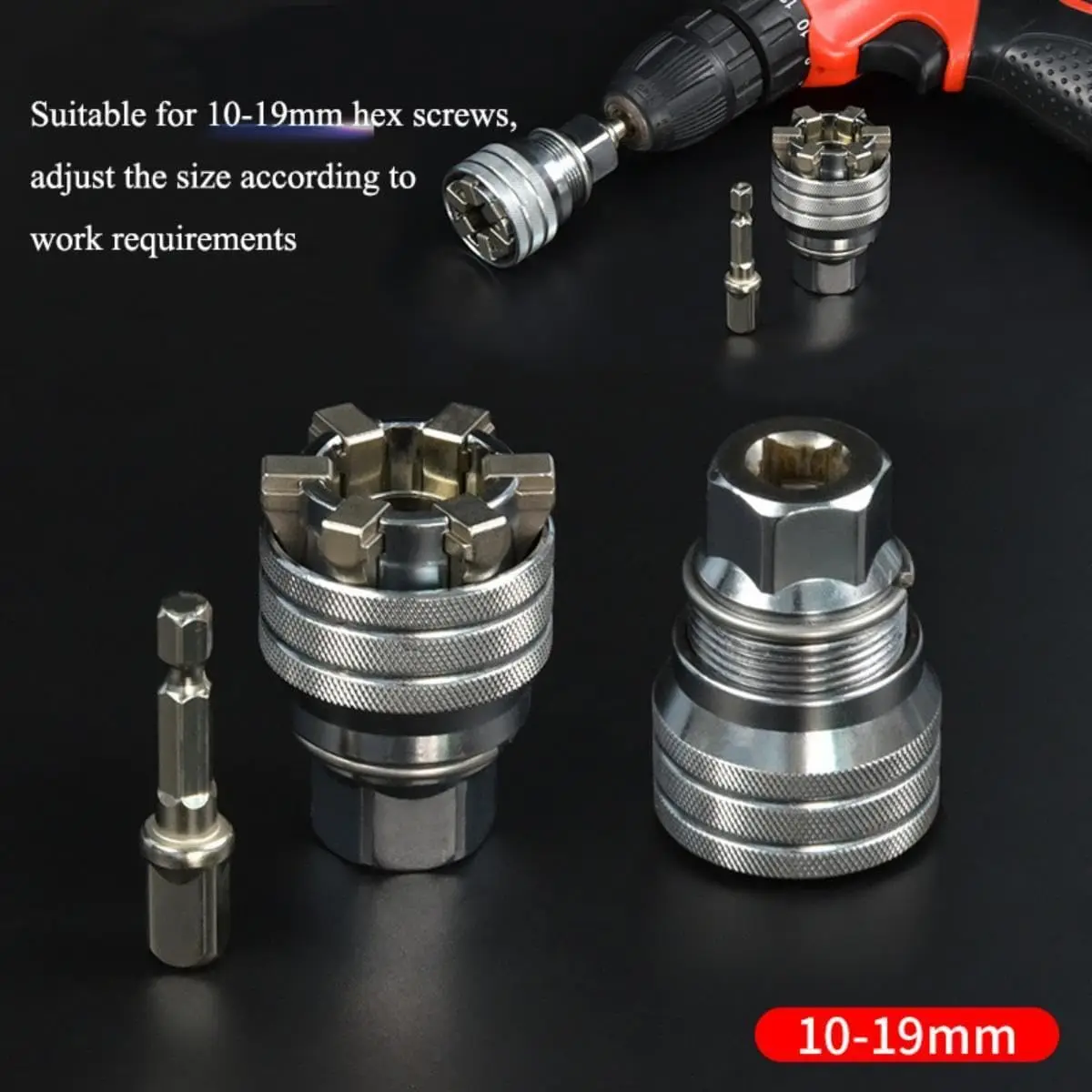 Universal Electric Wrench Sleeve Converter Fits for Standard 3/8-3/4'' 10 to 19mm Super Socket Multifunctional Drive Wrench Tool