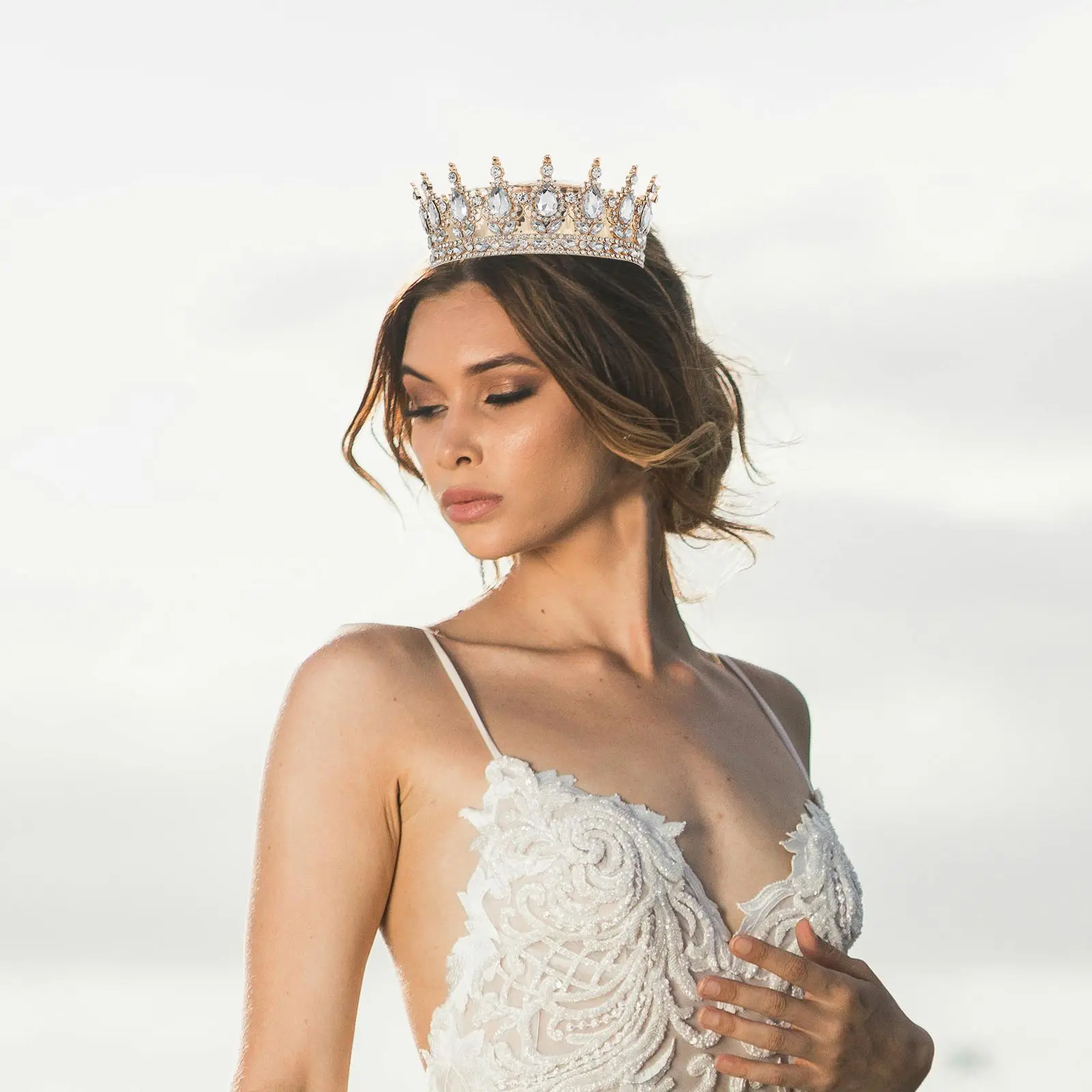 Style européen Vintage couronne en cristal bijoux strass princesse couronne diadèmes en cristal couronne de mariée déco de cheveux accessoire de cheveux de mariage