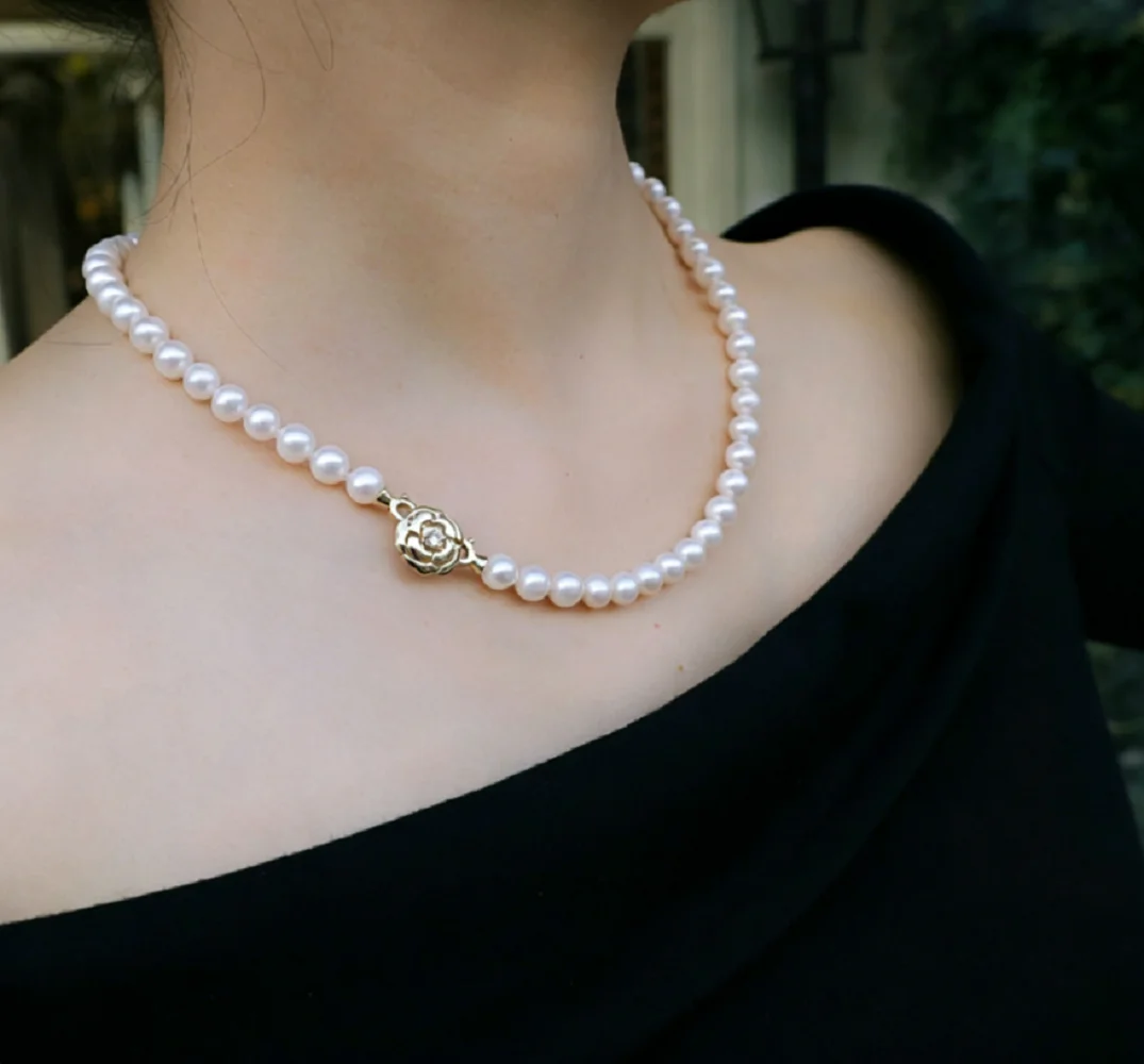 Gorgeous necklace AAAA8-9mm natural pearl necklace 16in/18in/925s - supports pendant size