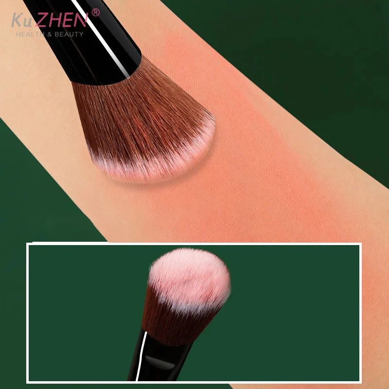 Brocha para colorete tipo pendiente de fibra Artificial para mejillas, colorete en polvo portátil, herramienta cosmética de maquillaje para contorno de cara, mujeres y niñas principiantes
