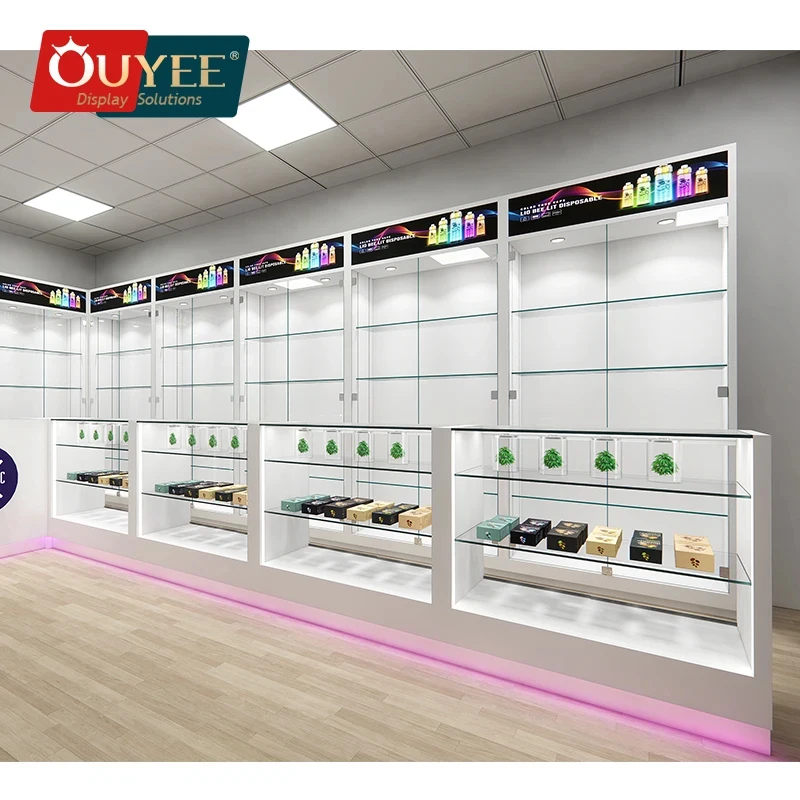 custom.Wood Shelves Smoke Shop Furniture Display Cabinet Smoke Shop Retail Store Accessories