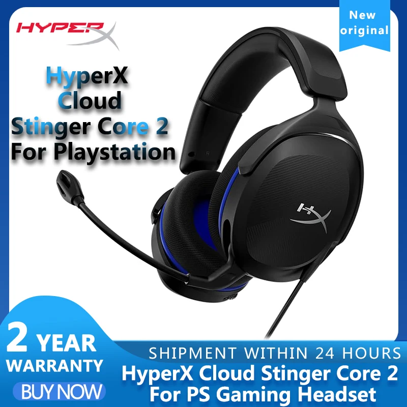 HyperX Cloud Stinger 2 Core PS Gaming Headset DTS Sound Effects Swivel to Mute Noise-Cancellation Microphone For PC PS4 PS5 Xbox