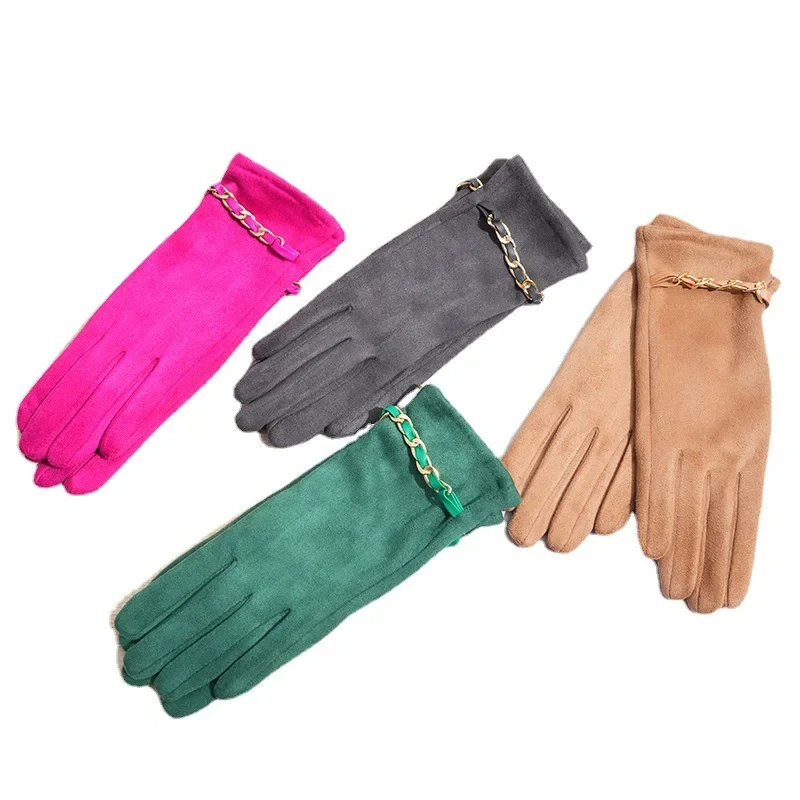 AliExpress HVATILAW Winter Warm Suede Leather Driving Gloves For Sports Outdoor Plus Velvet Thicken Touch Screen Cycling Coldproof Women's Mitten