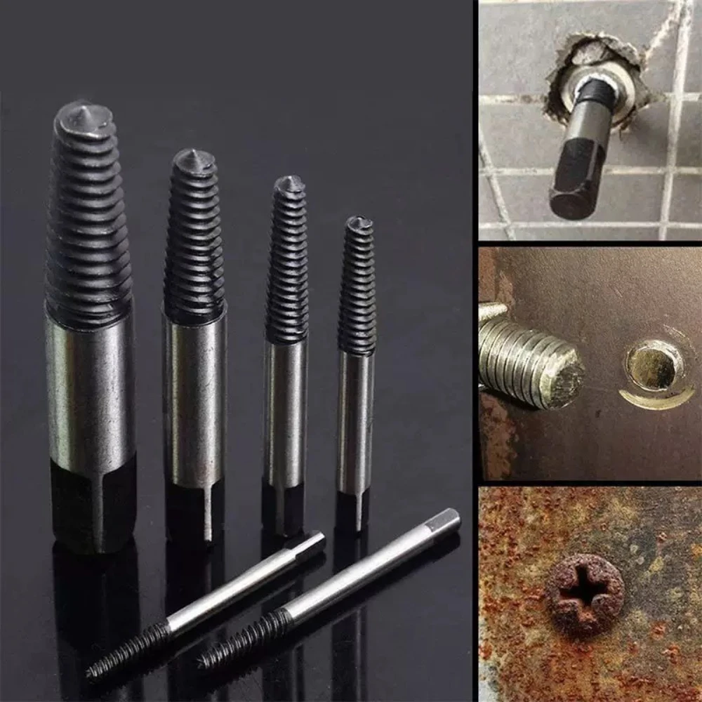 ชุดถอดสกรูหัก 1-5 ชุด 5/6 ชิ้น ชุดถอดสกรูเสียพร้อมกล่องเก็บสำหรับถอดสกรูหัก สกรูตก และสกรูยึด