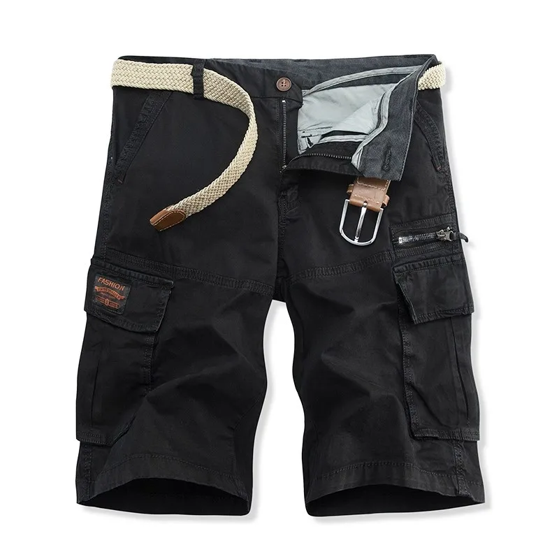 

Workwear Shorts Men's New Summer Style Washed Solid Color Multi Pocket Casual Pants Cotton Men's