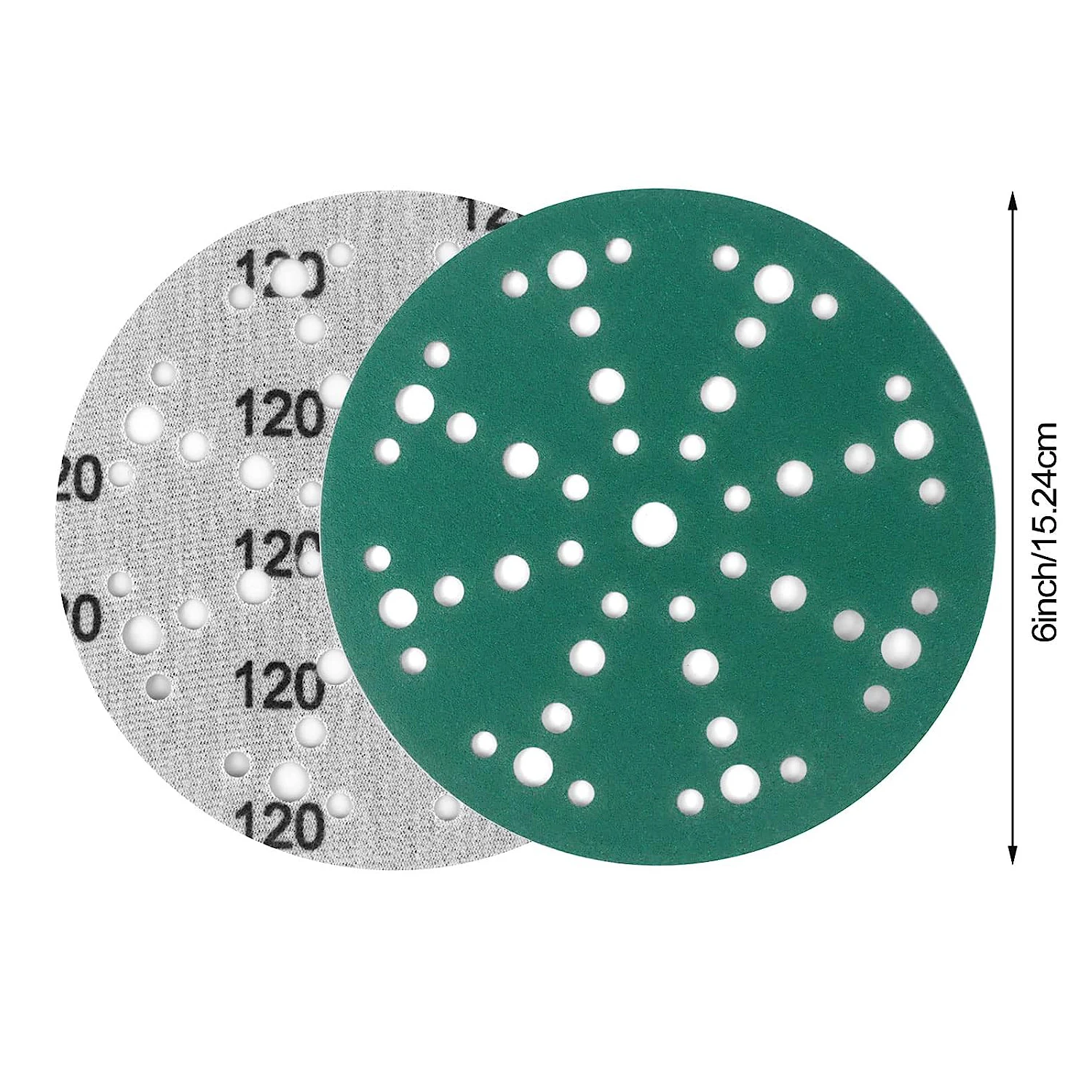 6 Inch 49 Hole Sanding Disc Hook and Loop Heavy Duty Round Flocking Wet Dry Sandpaper for FESTOOL Sander Polishing and Finishing