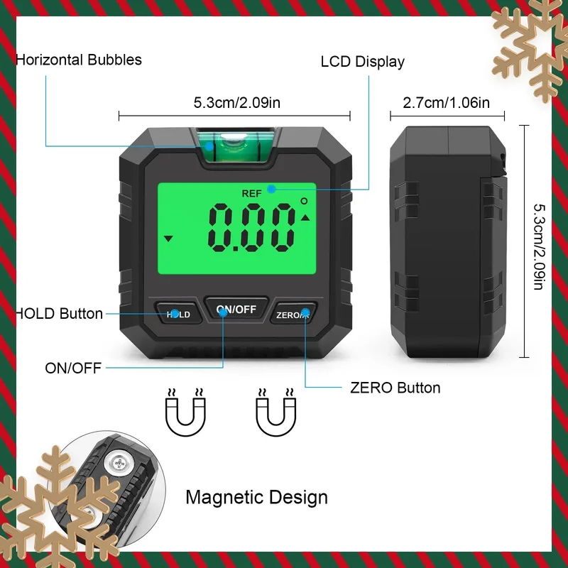 

Angle Meter Level Angle Gauge Bevel Protractor Slope Measure Magnetic Base Digital Inclinometer Electronic Goniometer 360°