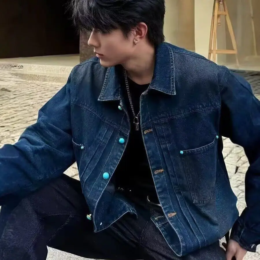 

Spring Autumn Loose Men's Jaet Hip Hop Street Sle Harajuku Korean Version Faionable Outerwear Stand Fit Long Sve