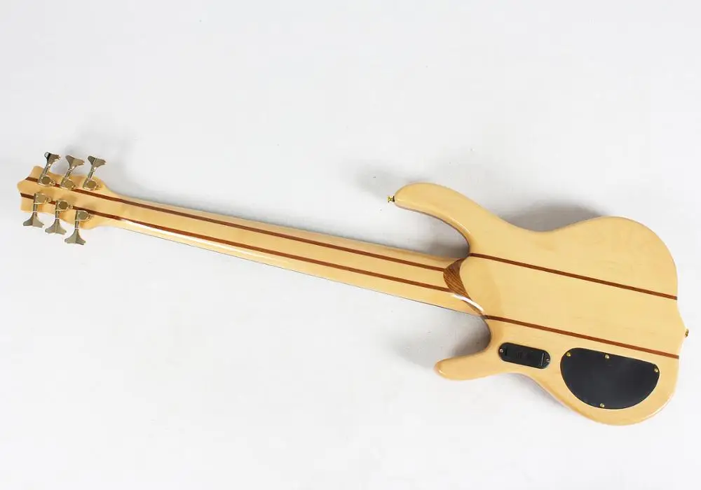 high quality custom OEM made in china neck thru through body 6 six string zebra electric bass guitar