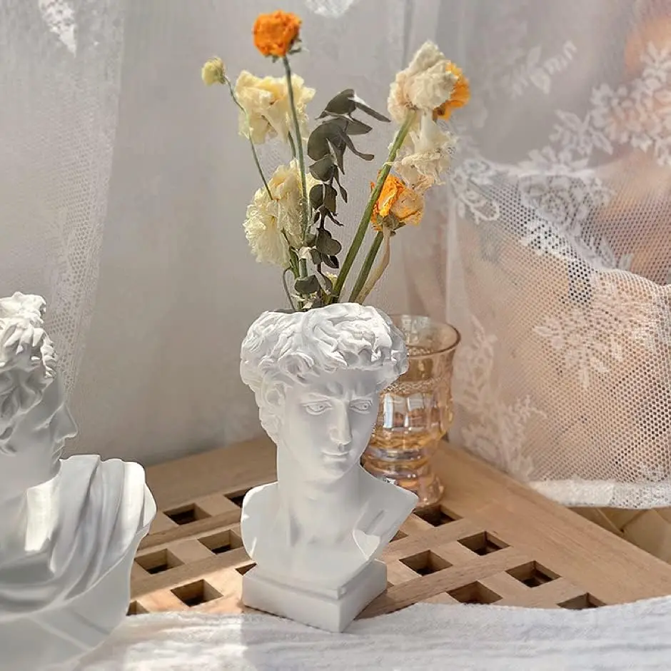 Estatua de estilo romano griego, florero de flores, macetero suculento, contenedor de pinceles de maquillaje, portalápices, gran regalo para decoración del hogar o la oficina