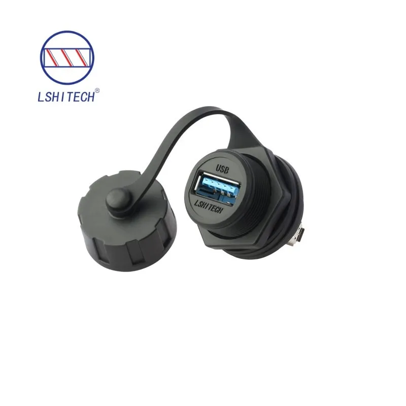 Lshitech M20.8mm Female Socket USB2.0/3.0 Welding/through Waterproof Connector Durable Electronic Component for Data Transfer