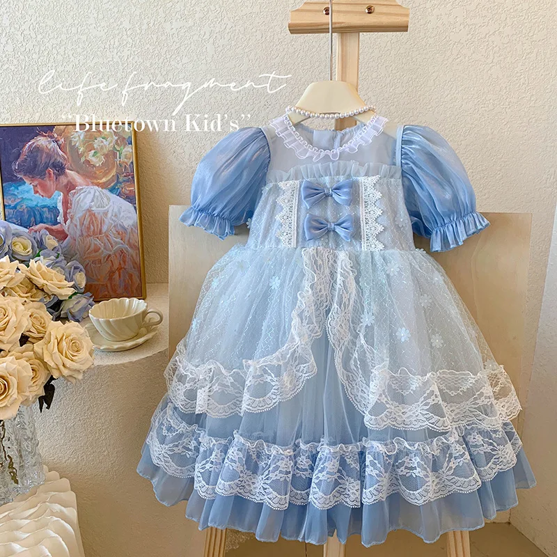 Girls 2024 Summer New Lolita Dress Performance Skirt Fashionable Sweet Cute and Fashionable Girl Baby Princess Dress Cosplay