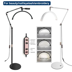 180LEDs Eyelash Extension  RingLam Tattooist Estheticians LED Half Moon Lash Light With Phone Clip for Beauty Skincare Eyebrows