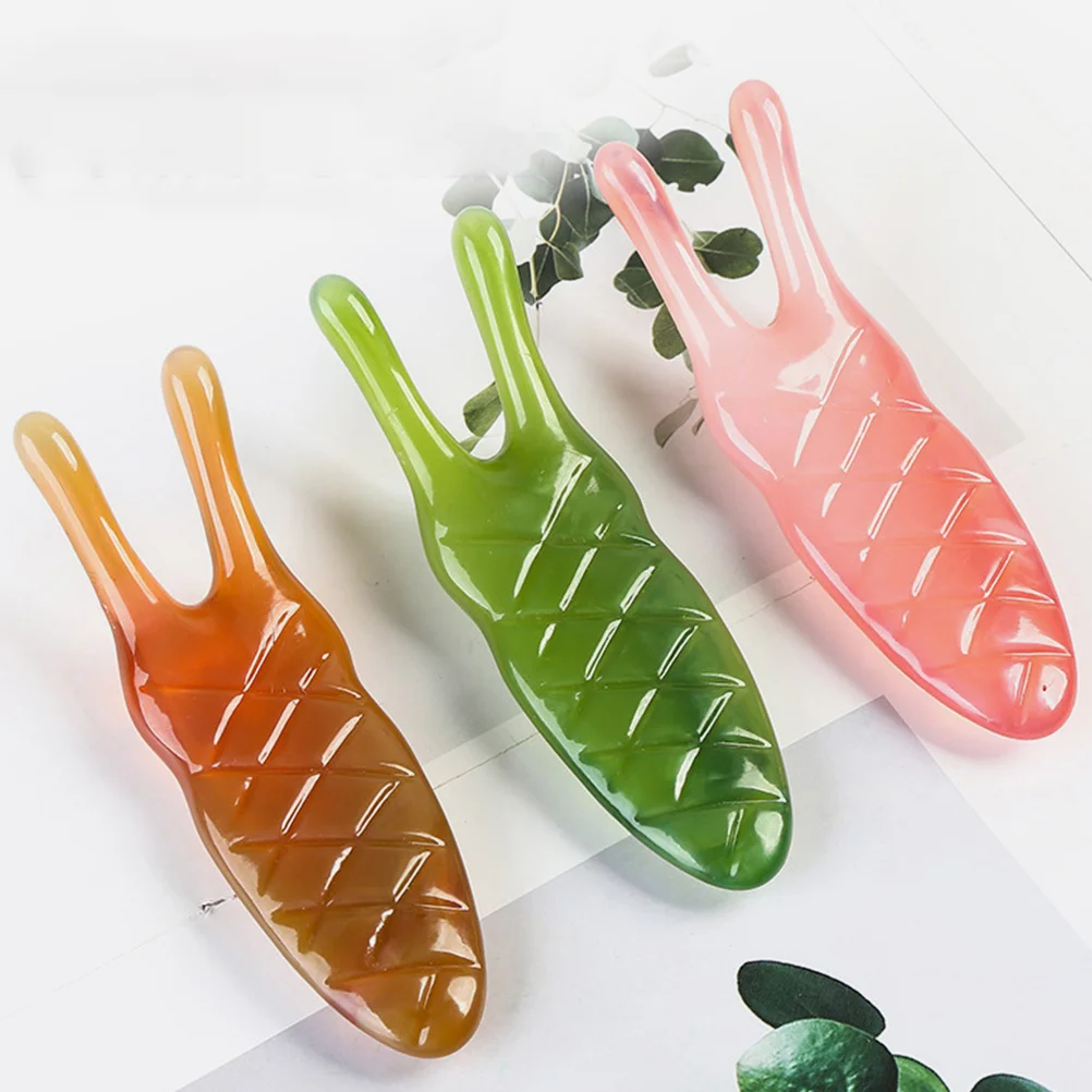 แท่งนวดหน้าเรซิ่น 3 ชิ้น สำหรับยกกระชับบริเวณจมูก เครื่องนวดหน้ากัวซาแบบพกพา ดูแลผิวหน้าด้วยมือ