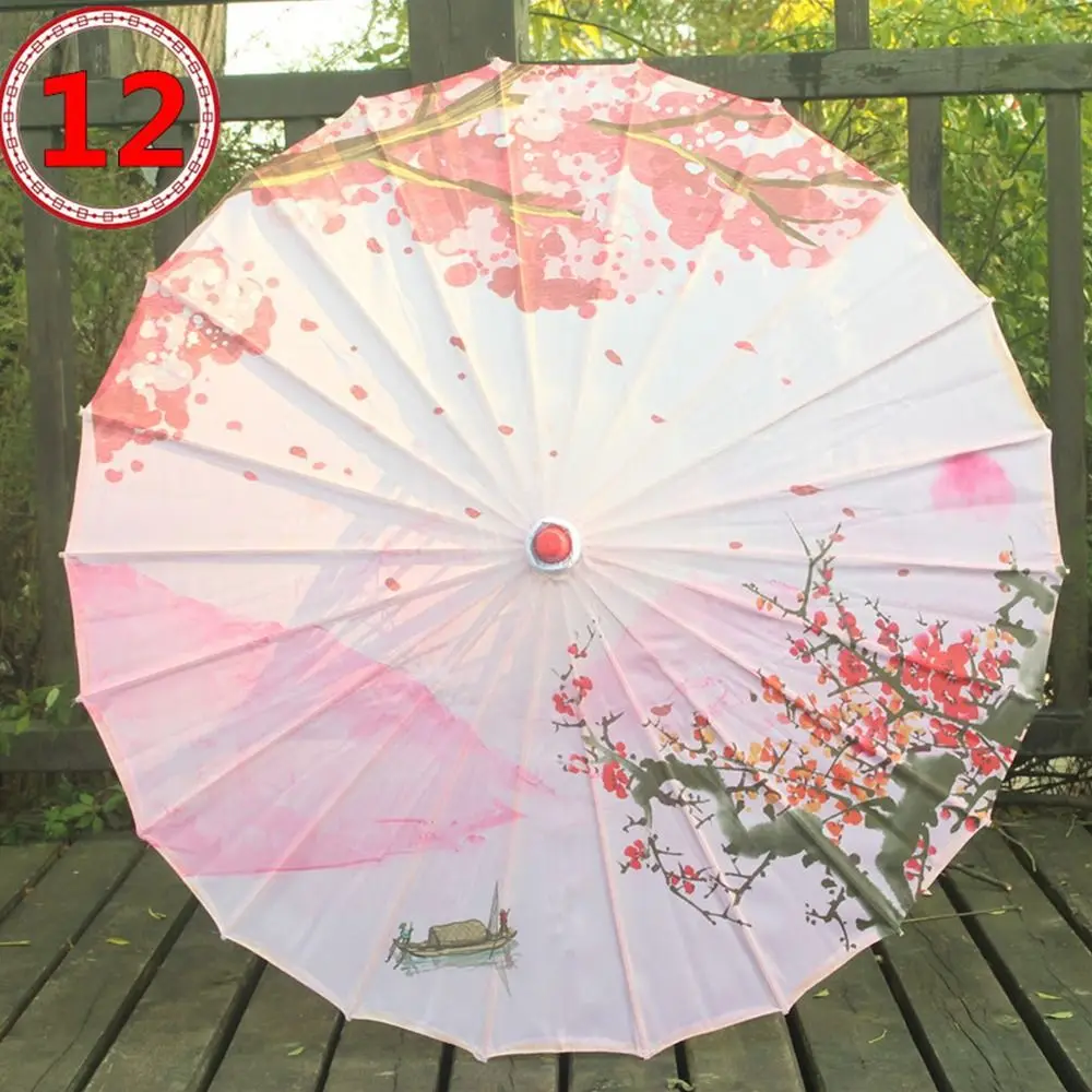 المطبوعة الحرير مزيتة ورقة مظلة شرابة تصميم 56 سنتيمتر حجم الحرير النسيج مظلة أزهار الكرز نمط الشريط تقليم #5