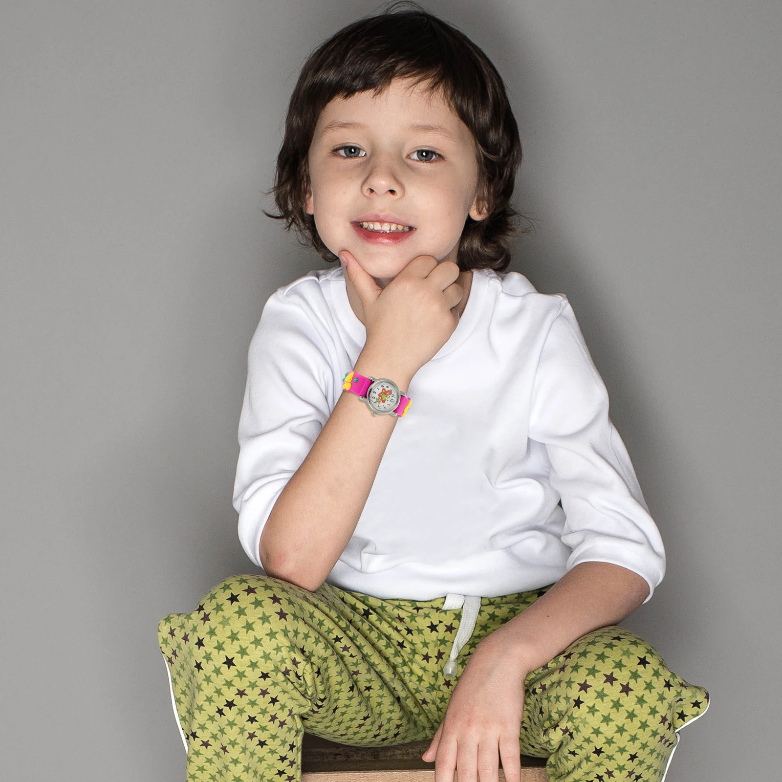 

Butterfly Pattern Kids Watch Cute Cartoon Wrist Watches Glass Silicone Student Timing Present Toddler Child Watches
