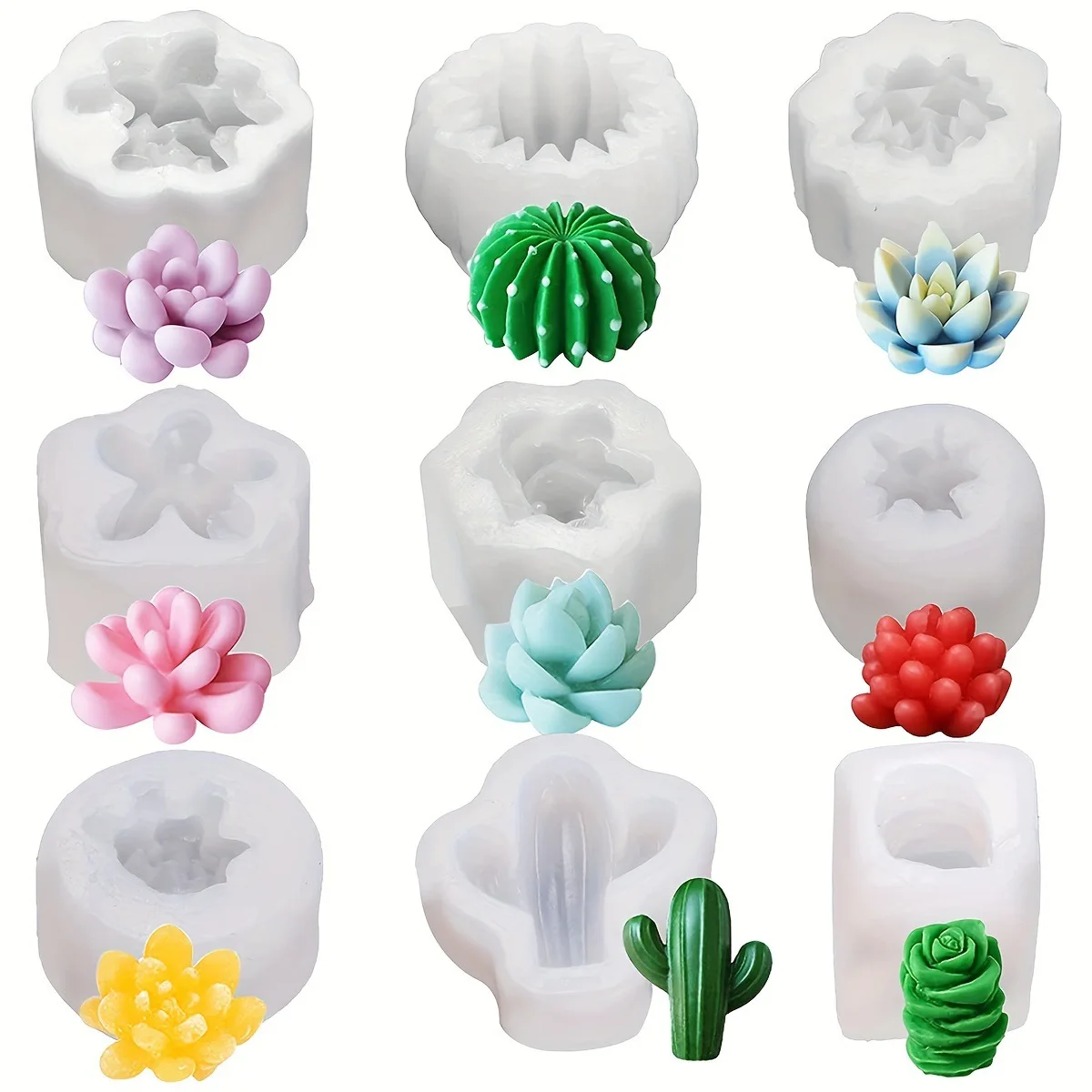 

1PC Candle Mold Succulent Silicone Candle Mold Cactus Resin Mold 3D Plant Mold for DIY Handmade Soap Candle Cake Decor
