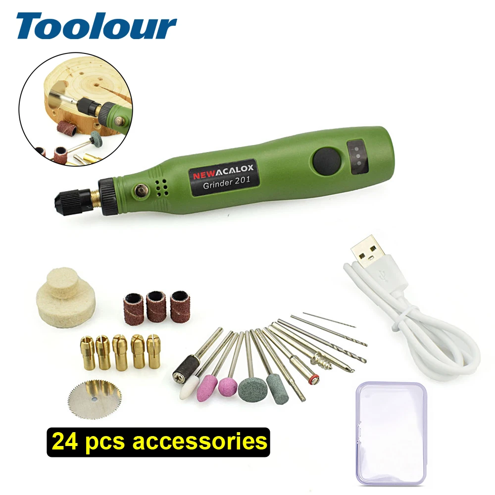 Toolour USB-Ladegerät Kabelloses Multifunktionswerkzeug 3-Gang Elektrisches Mini-Rotationswerkzeug zum Polieren, Schleifen, Schneiden, Gravieren