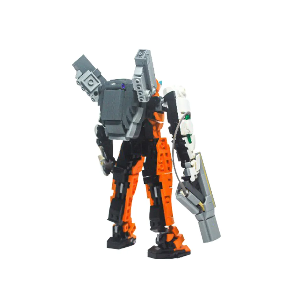 Gobricks MOC Orange Sentinels Mech Model Robot Building Blcoks High-tech Mech Warriors Exoskeletons Robot Bricks Toys Kids Gift