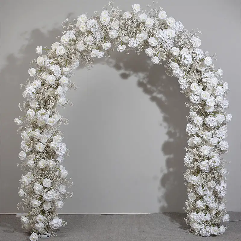 

3D custom series cream-yellow Rose Full Star artificial mixed flower Round shape arch wedding banquet event decoration