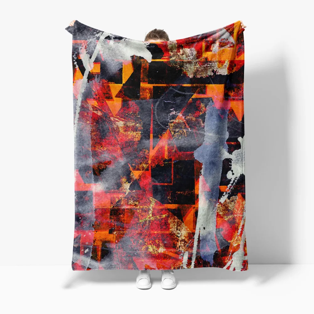 

Abstract Flame Red Orange Geometric Print Blanket Sofa Bed Throw Warm Cozy Quilt Cover