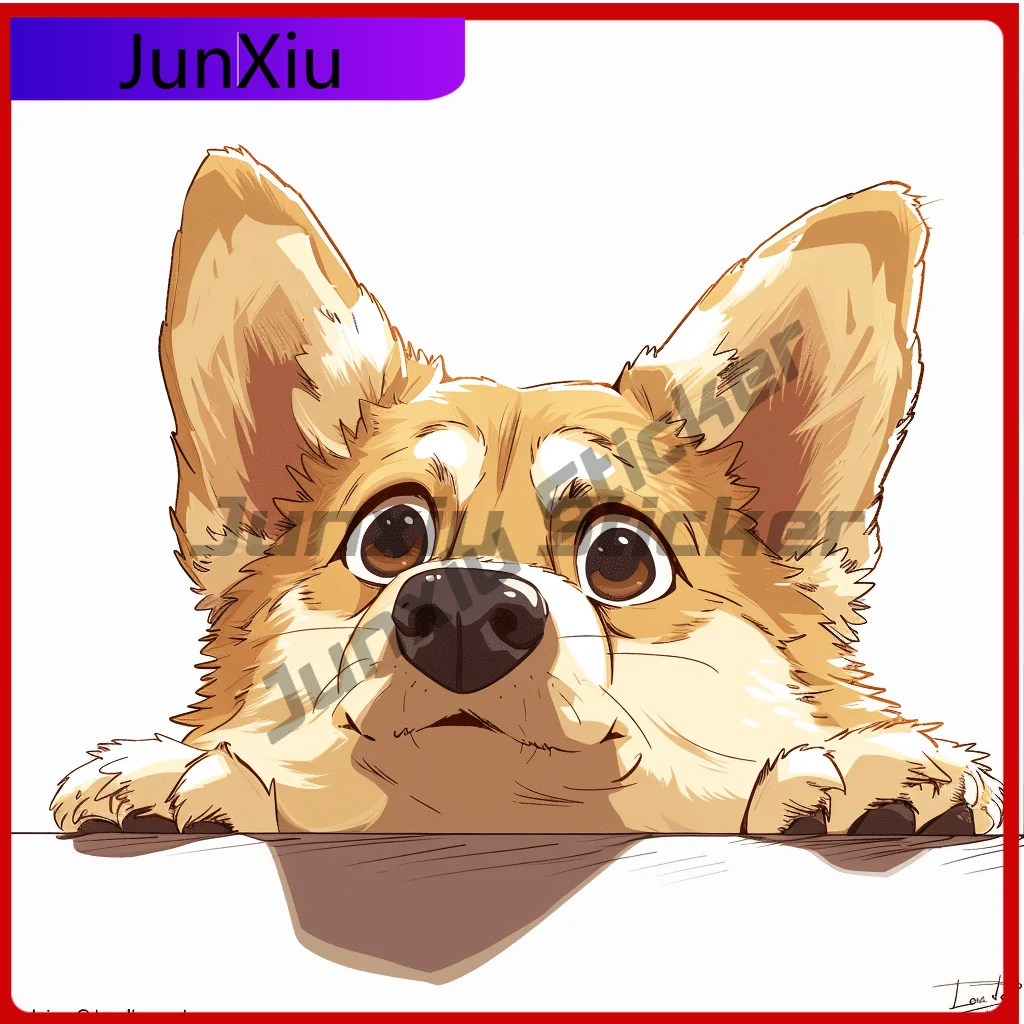Adorable Anime Dog Peeking Unique Car Laptop Window Bumper Waterproof Vinyl Decal Accessory Unique Cute Unique Funny Funny