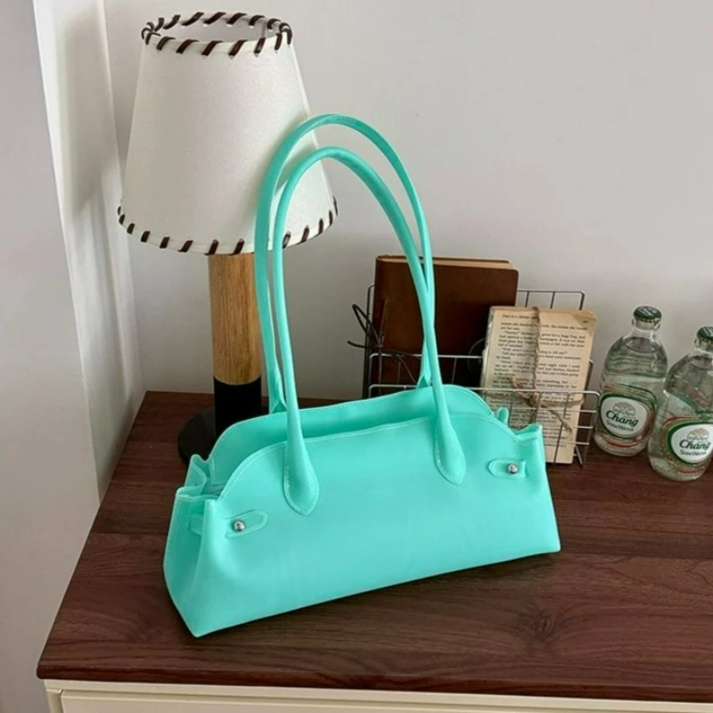 

Women's PVC Solid Color Short Handle Handbag Female Casual Daily Work Shoulder Bag 2026 Small Fashion Luxury New Tote Bags