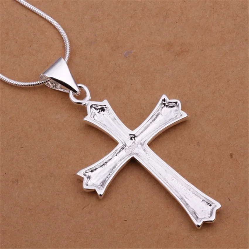 Wholesale 45CM 925 Sterling Silver Necklace CUTE Wedding Party Women Lady Charms Chain Simple Fashion Cross - view 3