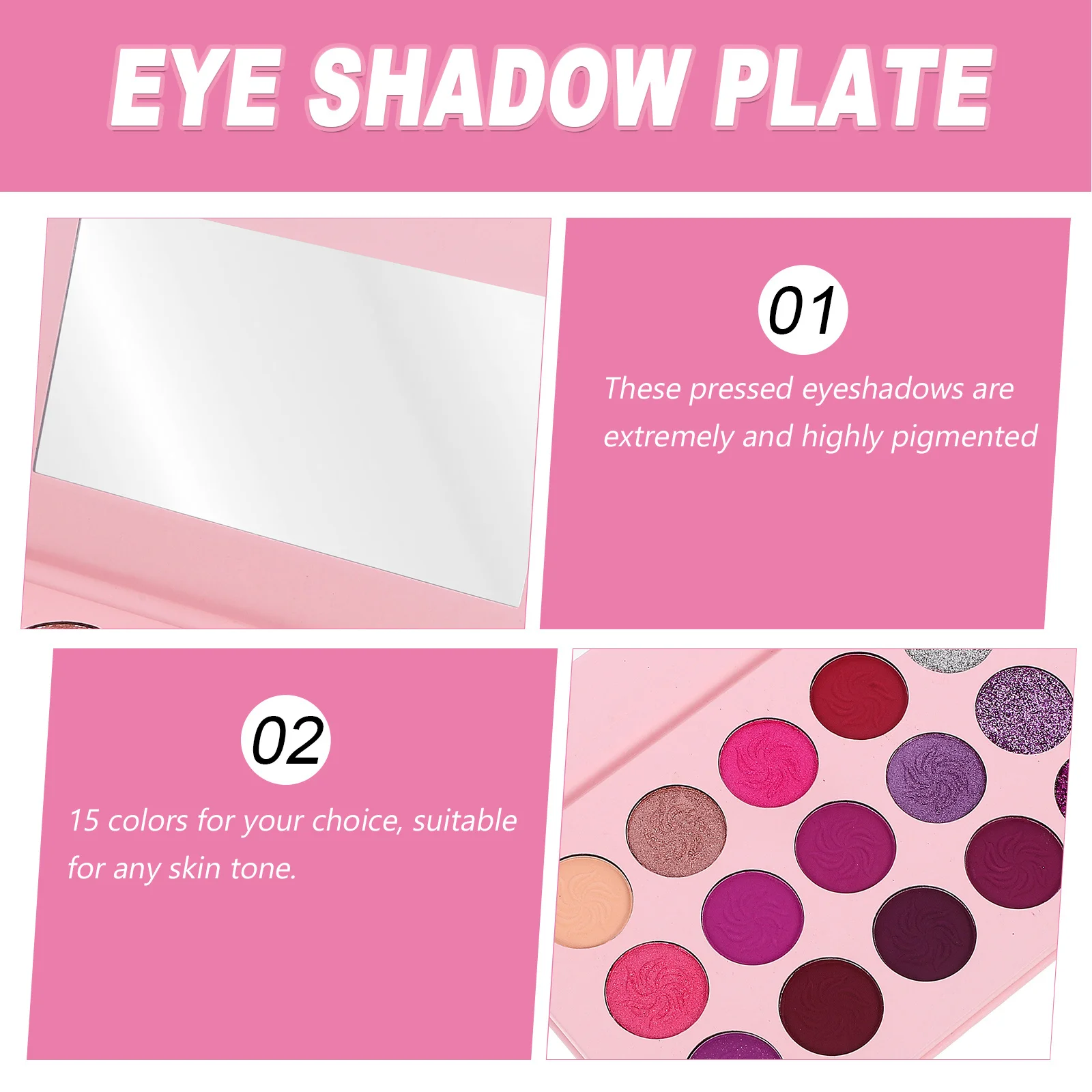 لوحة ظلال عيون مكونة من 15 لونًا، ظلال مصبوغة فريدة من نوعها، ملمس ناعم، مكياج يدوم طويلاً، ظلال عيون وردية مدمجة #2