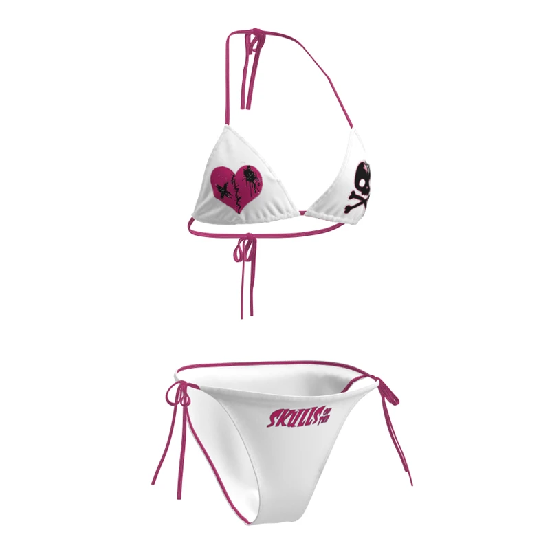 2026 Summer Sexy Bikini Swimsuit Small Chest Gathered Look Big Separate Swimwear Set Women's Triangular Bikini with Chest Pad...