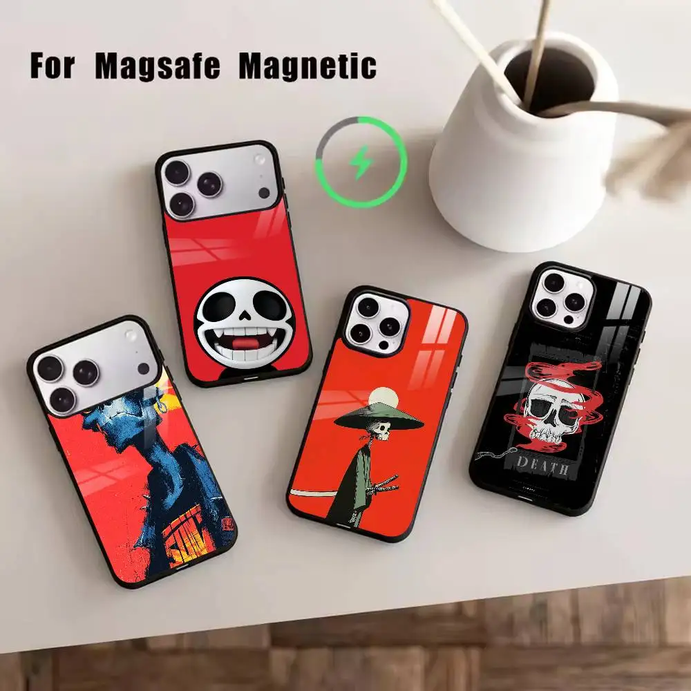 

D-Skull Design Phone Case For iPhone17,16,15,14,13,12,11 Plus,Pro Magnetic For Magsafe Wireless Charging