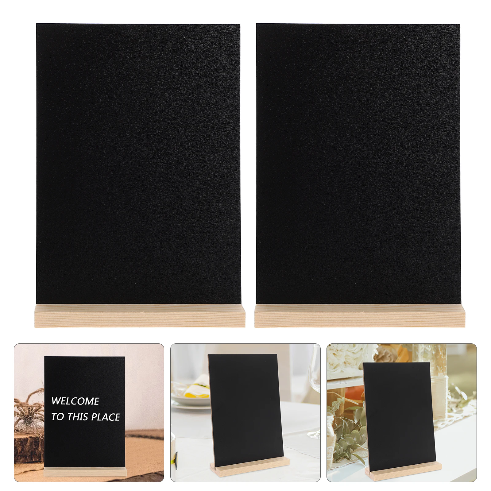

2 Sets Desktop Chalkboard Sign Small Wooden Chalk Boards Rustic Style Home Decor Hotel Bar Wood Base Chalkboard Stand