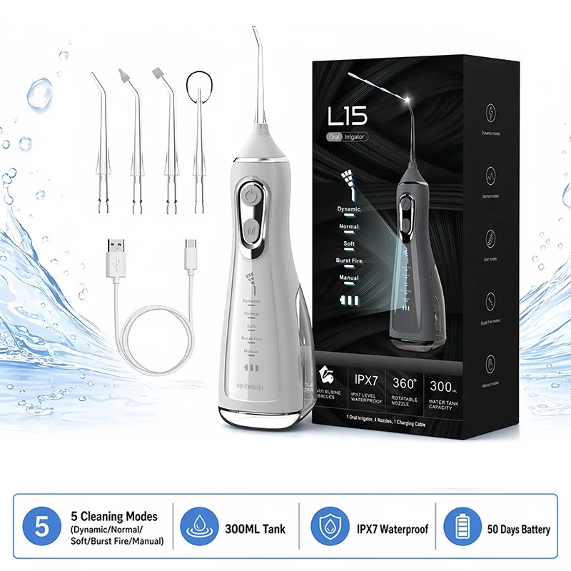 Portable Mini Water Flosser Foldable Travel Oral Irrigator For Adult 5 Model Adjustment 300ml USB C IPX7 Cordless